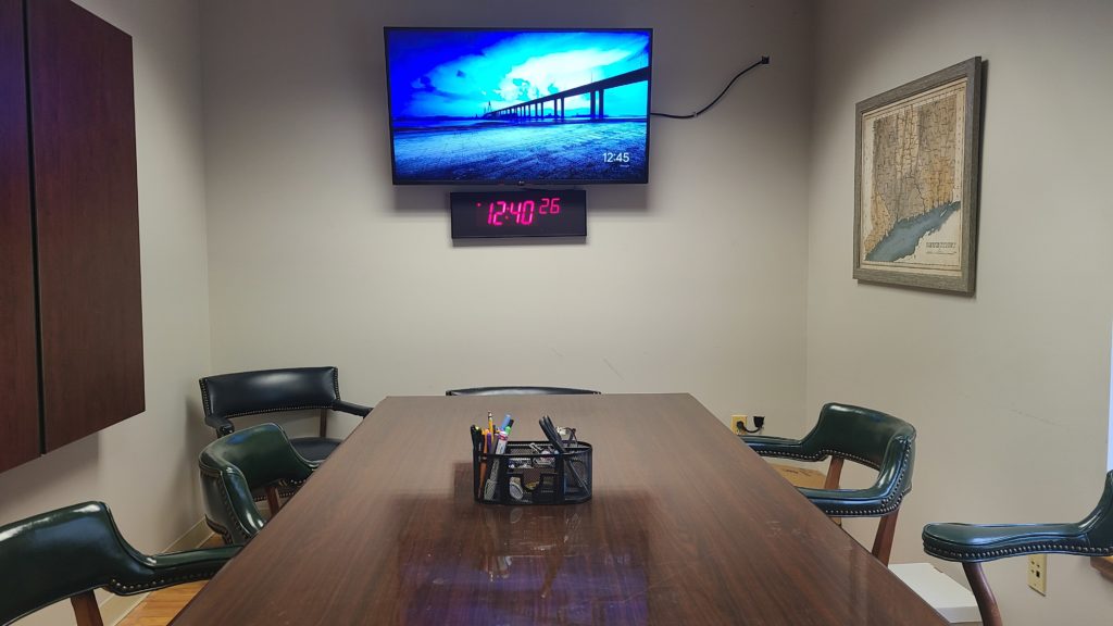 This is the current conference room where we record depositions and hold virtual meetings with others.